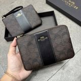 777 - Ví Coach Orange Corner Zip Monogram Wristlet in Signature Canvas - 91178 - IMNXU