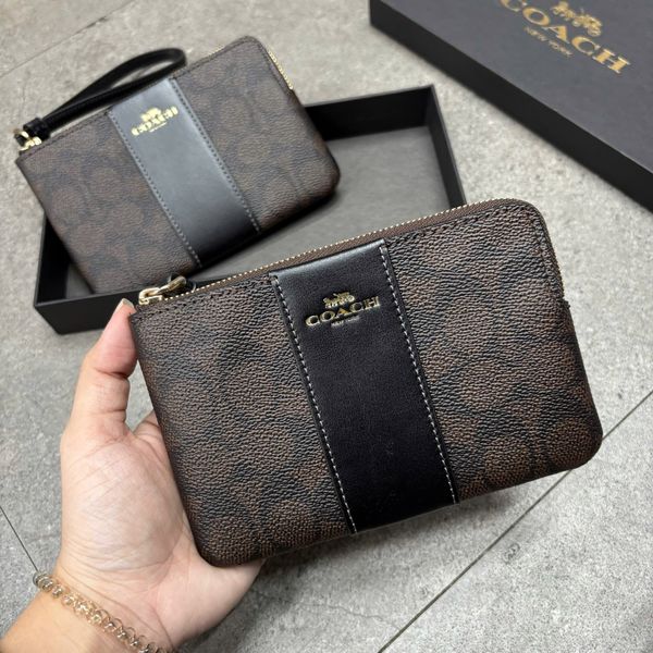 777 - Ví Coach Orange Corner Zip Monogram Wristlet in Signature Canvas - 91178 - IMNXU