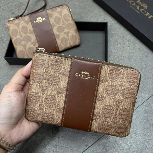 777 - Ví Coach Orange Corner Zip Monogram Wristlet in Signature Canvas - 91178 - IMNXU