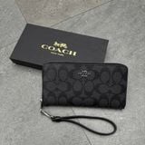 544 - Ví Coach Accordion Canvas Dáng Dài Khóa Zip