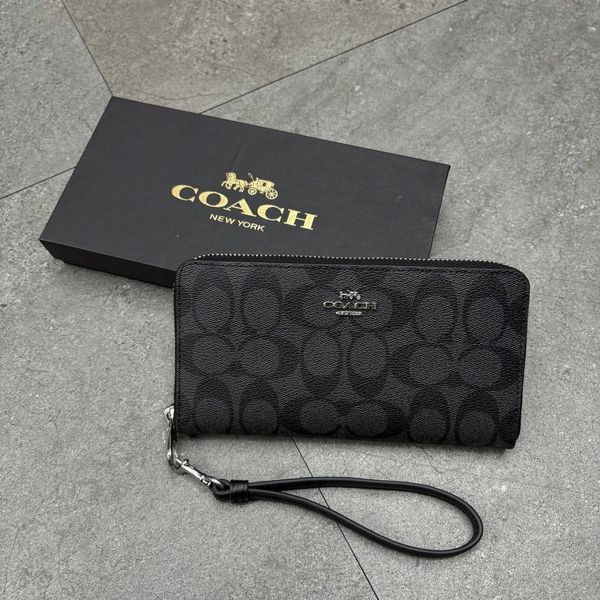 544 - Ví Coach Accordion Canvas Dáng Dài Khóa Zip