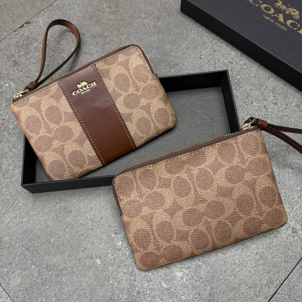 777 - Ví Coach Orange Corner Zip Monogram Wristlet in Signature Canvas - 91178 - IMNXU