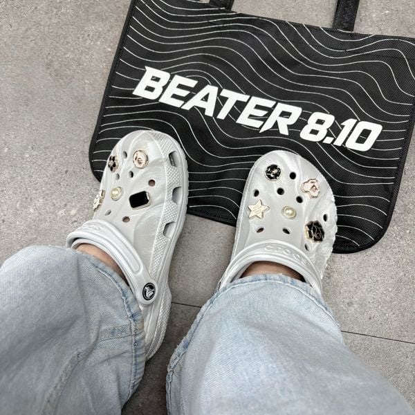 802 - Giày Sandal Clog Unisex Crocs Baya Marbled Xám Khói - 206935-1FS