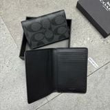 805 - Ví Coach Card Holder Signature Canvas Charcoal Black - F66549
