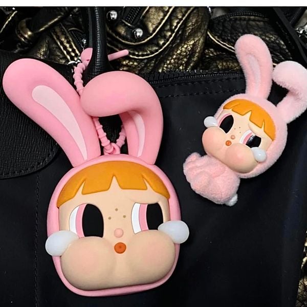 585 - Gương Trang Điểm Móc treo Pop Mart Crybaby x Powerpuff Girls Series - Mirror Pendant Màu Hồng