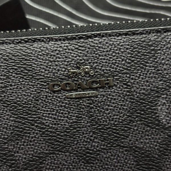 823 - Ví Coach cầm tay dáng dài khóa Zip Around Wallet In Signature Canvas 'Charcoal/Black' - CW778