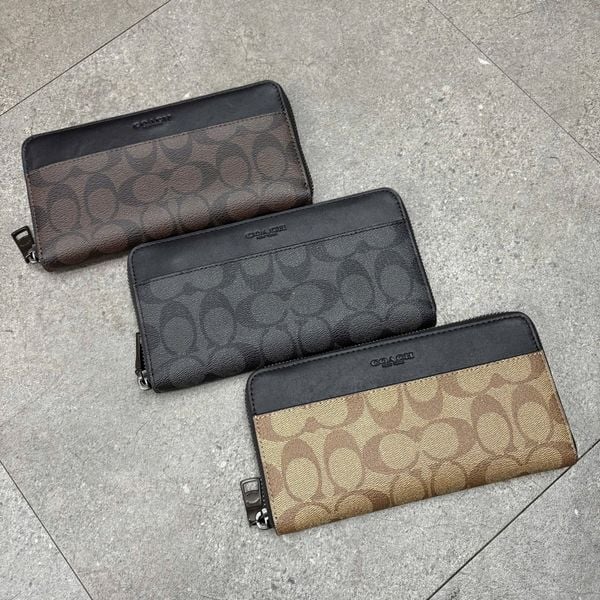806 - Ví Coach Zip Around Wallet Black - F58112