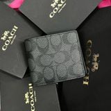 163 - Ví Coach Nam 3 In 1 Canvas Dáng Gập Vuông, Kèm Card Holder
