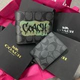 163 - Ví Coach Nam 3 In 1 Canvas Dáng Gập Vuông, Kèm Card Holder