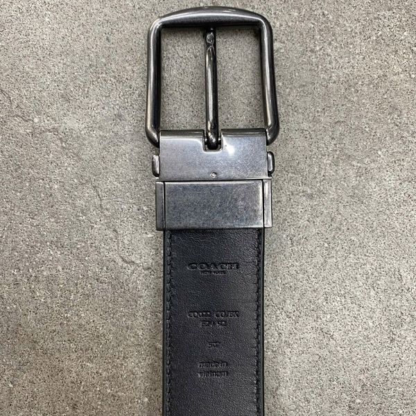 643 - Dây Thắt Lưng Da Nam COACH 38mm Khoá Đảo Chiều màu Xám Đen - CQ022 CQ/BK