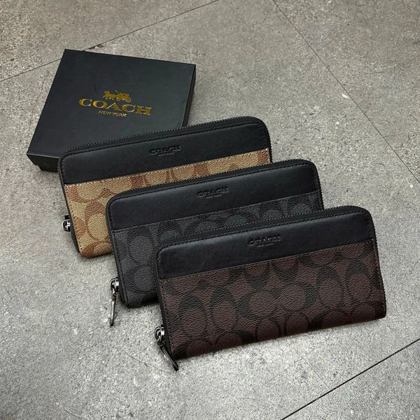 544 - Ví Coach Accordion Canvas Dáng Dài Khóa Zip