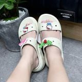 569 - Dép Sandal Clog Unisex Crocs Classic Crush màu kem - 207670-2Y2