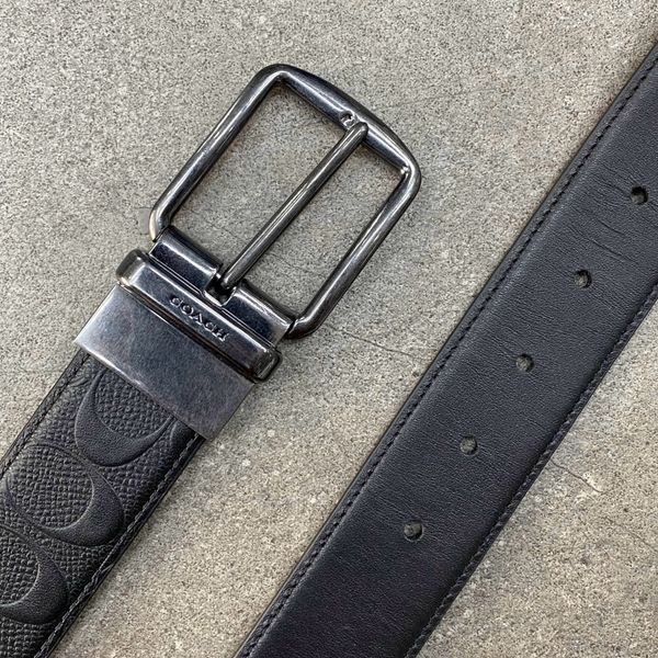 642 - Dây Thắt Lưng Da Nam COACH 38mm Khoá Đảo Chiều màu Đen - CQ024 BLK