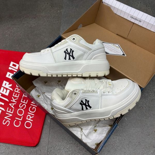 718 - Giày MLB Korea Chunky Liner Wide New York Yankees Cream - 3ASXCLW4N-50CRS