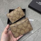 805 - Ví Coach Card Holder Signature Canvas Charcoal Black - F66549