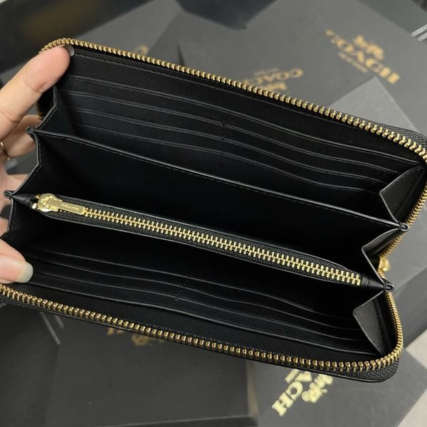 544 - Ví Coach Accordion Canvas Dáng Dài Khóa Zip