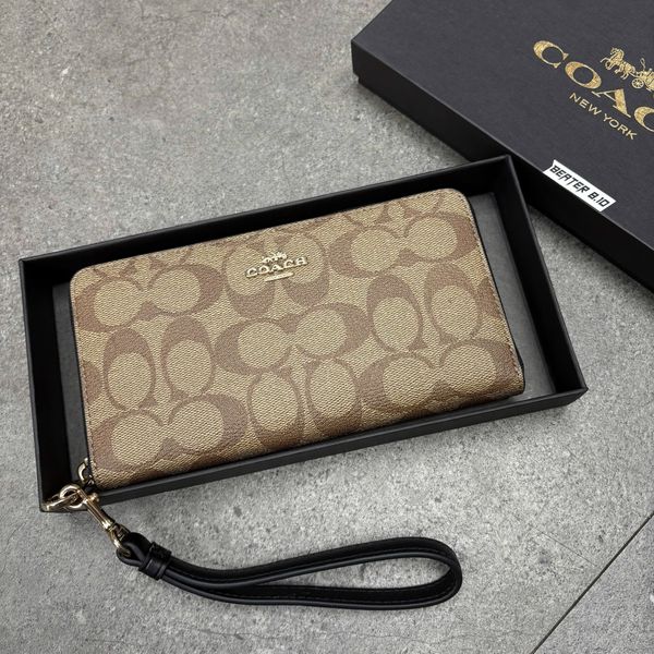 784 - Ví Coach Cầm Tay Dáng Dài Zip Signature Black - C4452