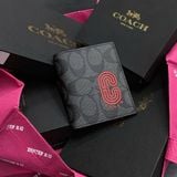 545 - Ví Coach Slim Bill Canvas Dáng Gập Đứng, Card Holder