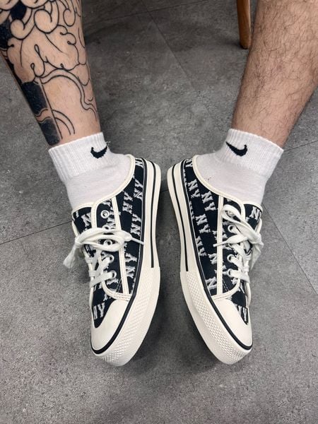 484 - Giày MLB Mule Playball Unisex Đế Bệt Dia Monogram Đen - 3AMUPBM3N-50BKS