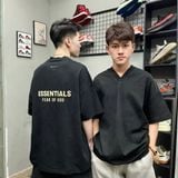 478 - Áo Thun Essentials Fear Of God V-Neck Jet Black Fall SS23