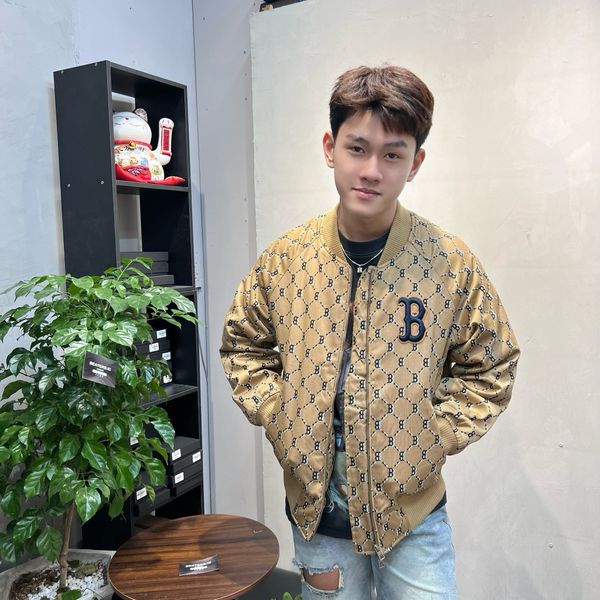 342 - Áo MLB Bomber Diamond Monogram Jacquard Boston B nâu - 3AJPM0224-43BGS