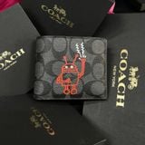 163 - Ví Coach Nam 3 In 1 Canvas Dáng Gập Vuông, Kèm Card Holder