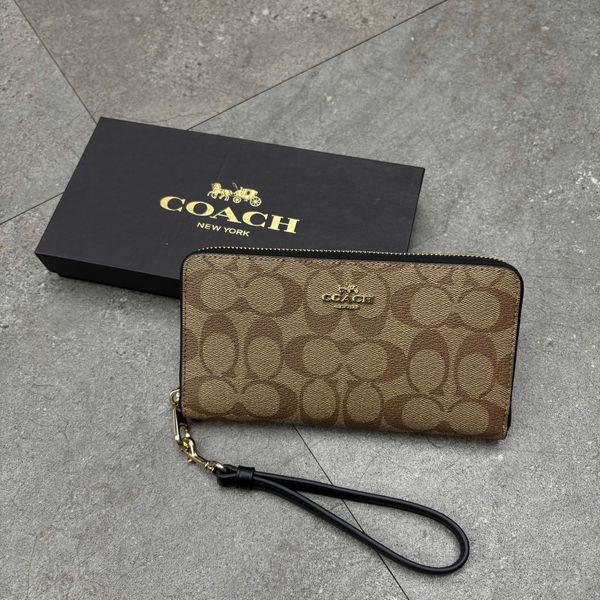 544 - Ví Coach Accordion Canvas Dáng Dài Khóa Zip