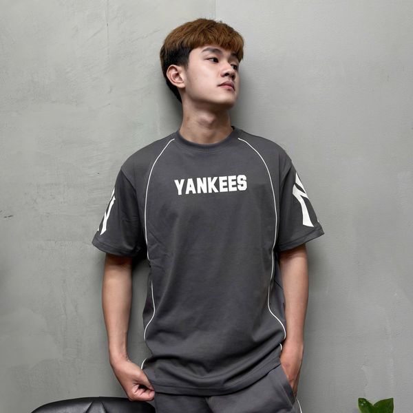 778 - Áo Thun New Era NY Yankee Grey Line White - 13235675