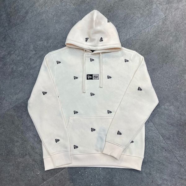431 - Áo Hoodie New Era Logo Thêu Mini Màu Kem - 13540522