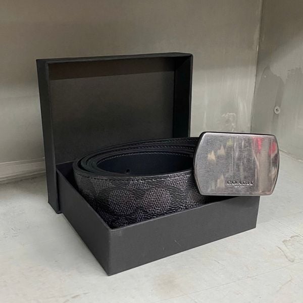 687 - Thắt Lưng Coach Plaque Buckle Cut To Size ‘Black