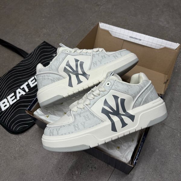 697 - Giày MLB Chunky Liner Denim Classic Mono New York Yankees Xám - 3ASXCLD4N-50GRS