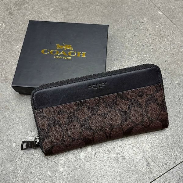 544 - Ví Coach Accordion Canvas Dáng Dài Khóa Zip