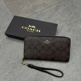 544 - Ví Coach Accordion Canvas Dáng Dài Khóa Zip
