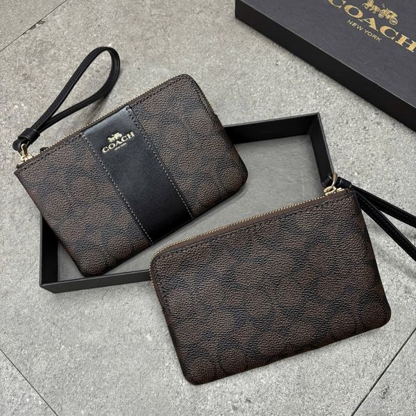 777 - Ví Coach Orange Corner Zip Monogram Wristlet in Signature Canvas - 91178 - IMNXU