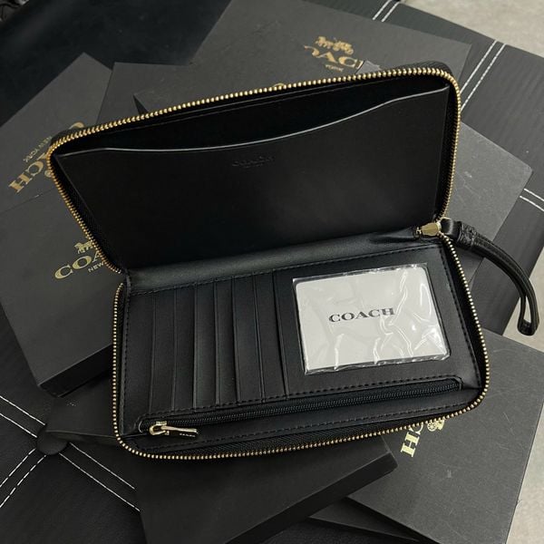 544 - Ví Coach Accordion Canvas Dáng Dài Khóa Zip