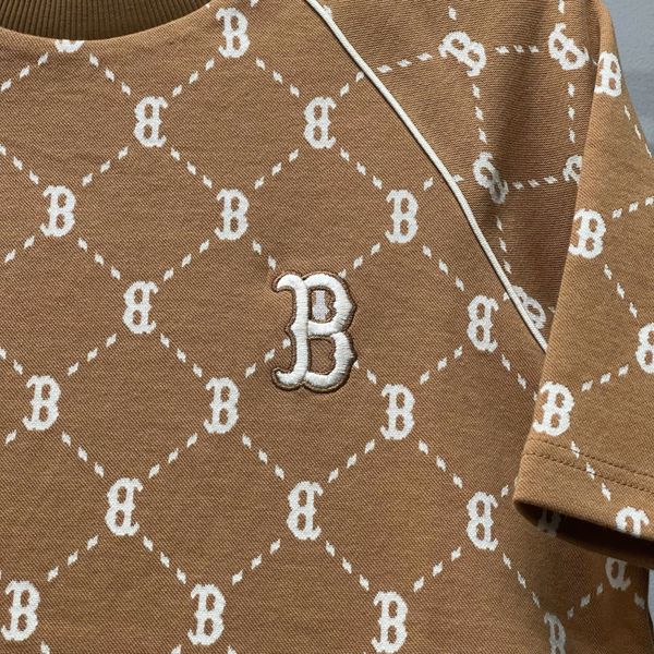 734 - Áo thun unisex cổ tròn MLB Jacquard Dia Monogram Brown - 3ATSM0144-43CAS