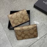 805 - Ví Coach Card Holder Signature Canvas Charcoal Black - F66549