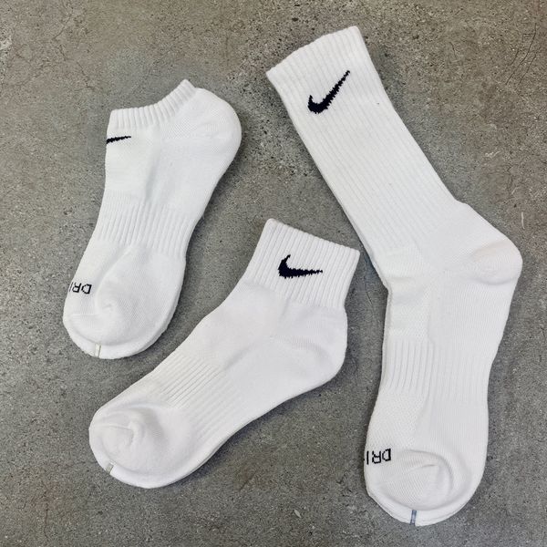 14 - Vớ Nike DRI-FIT chính hãng Thấp - Lửng - Cao Trắng/ Đen
