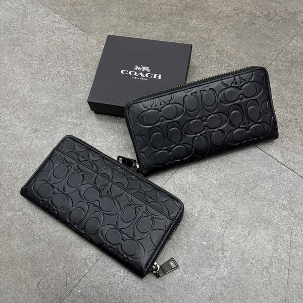 544 - Ví Coach Accordion Canvas Dáng Dài Khóa Zip