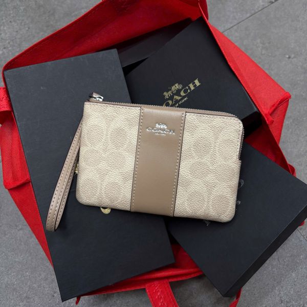 777 - Ví Coach Orange Corner Zip Monogram Wristlet in Signature Canvas - 91178 - IMNXU