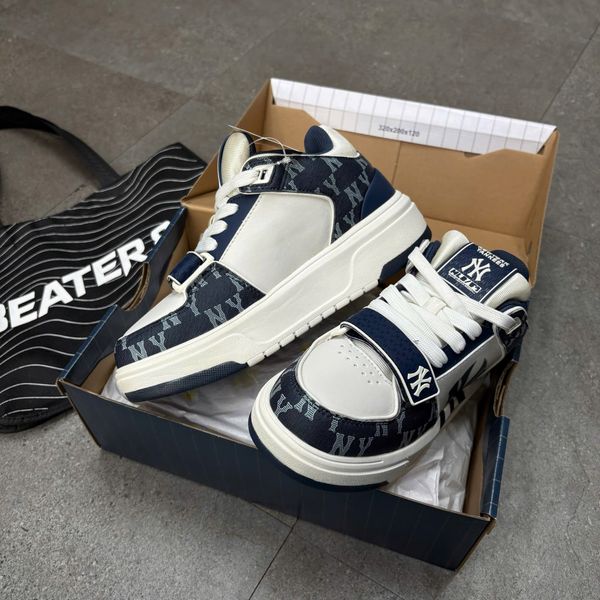 260 - Giày MLB Chunky Liner Mid Denim Monogram New York Yankees Navy - 3ASXCDN3N-50NYD