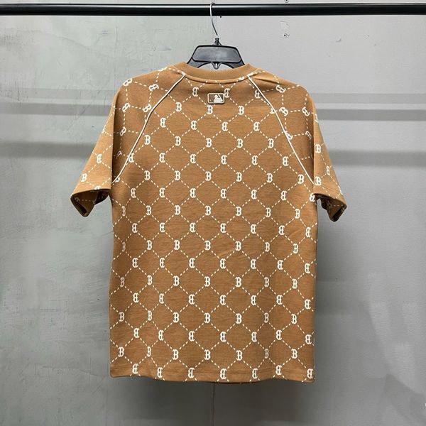 734 - Áo thun unisex cổ tròn MLB Jacquard Dia Monogram Brown - 3ATSM0144-43CAS