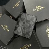 545 - Ví Coach Slim Bill Canvas Dáng Gập Đứng, Card Holder