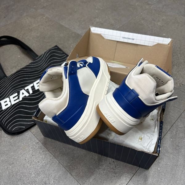 423 - Giày MLB Chunky Liner Mid Saffiano LA Dodgers Blue - 3ASXLMF3N-07BLS