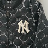 341 - Áo MLB Bomber Diamond Monogram Jacquard New York Yankees đen - 3AJPM0224-50BKS
