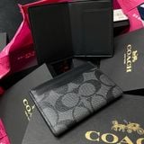 545 - Ví Coach Slim Bill Canvas Dáng Gập Đứng, Card Holder
