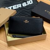 822 - Ví Coach dáng dài cầm tay khóa Zip Around Wallet 'Black' - C3441