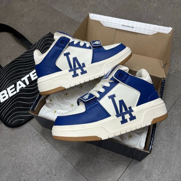 423 - Giày MLB Chunky Liner Mid Saffiano LA Dodgers Blue - 3ASXLMF3N-07BLS