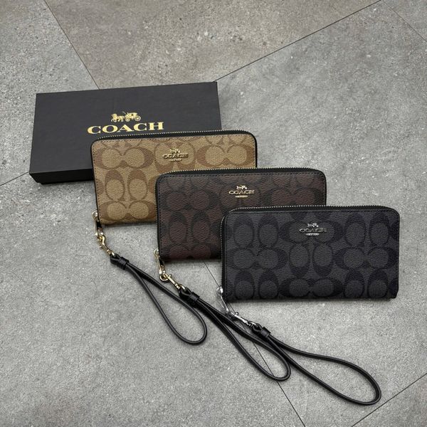 544 - Ví Coach Accordion Canvas Dáng Dài Khóa Zip