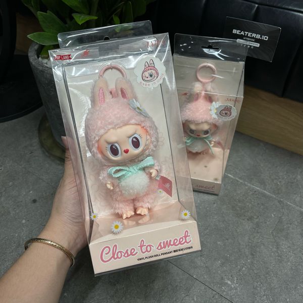 596 - Móc khoá Labubu POP MART the monsters Mokoko v1 màu Hồng 17cm